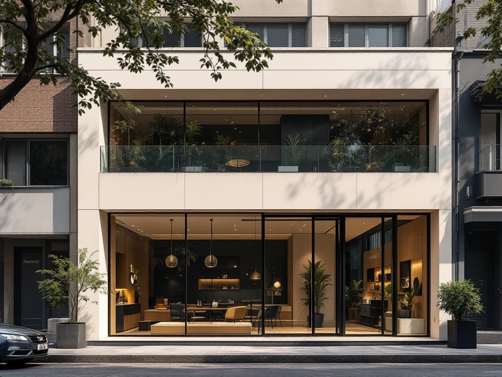 Modern Indian small business commercial premises with a glass storefront on a city street