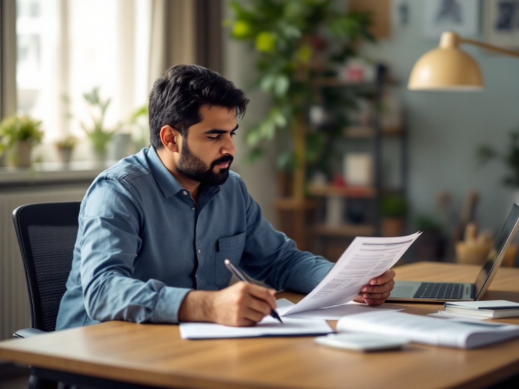 HR professional reviewing ESIC registration and employee state insurance contributions at a desk