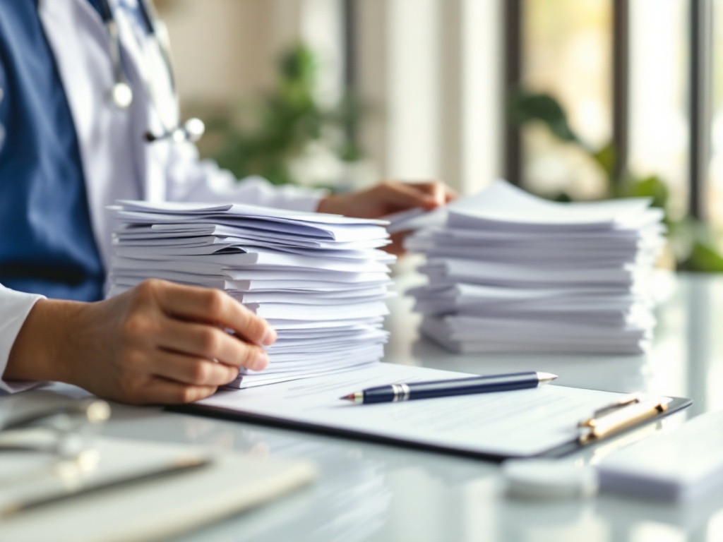 Hospital insurance desk where employee health claims are processed and settled