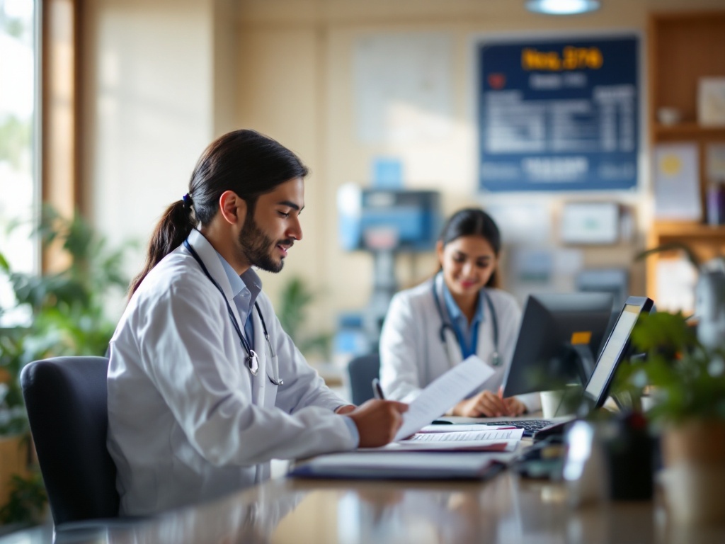An Indian HR manager and finance lead reviewing how the group health premium is split between employer and employee