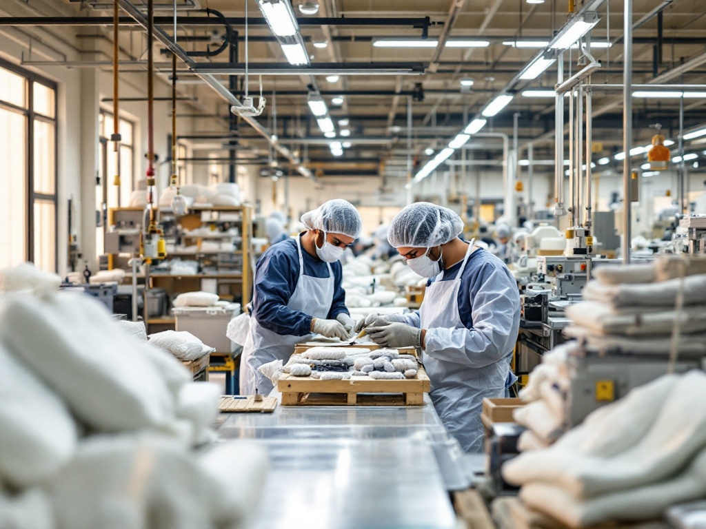 Workers on the floor of a clean small Indian manufacturing unit — the kind of covered workforce ESI applies to