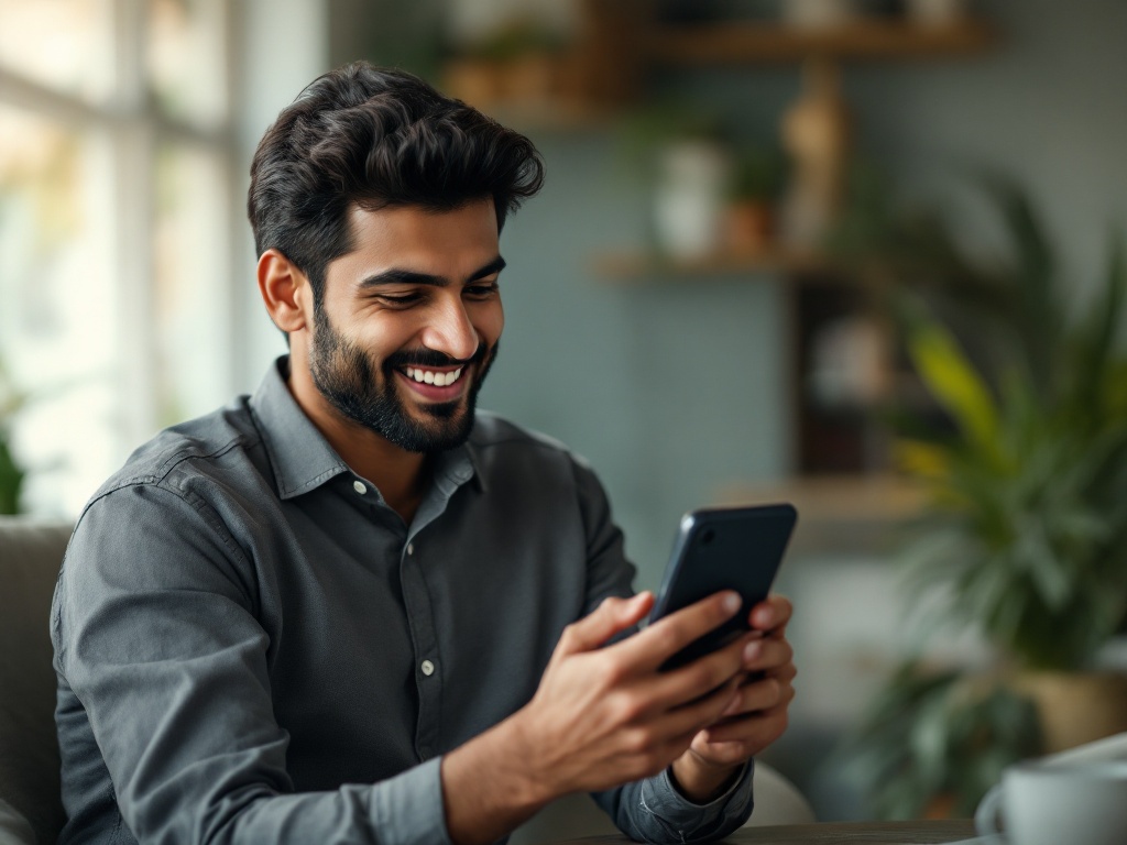 A young Indian employee using the Onsurity health and wellness app on a smartphone