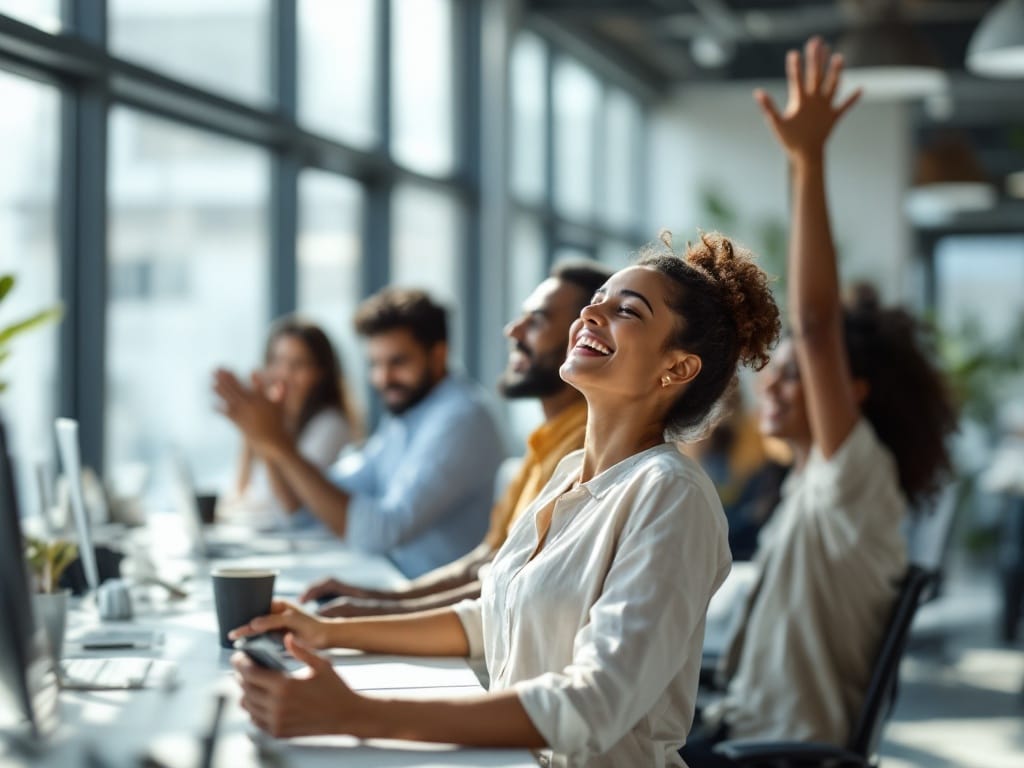 Employees taking part in a workplace wellness routine — fitness, mindfulness and healthy everyday habits supported by their employer
