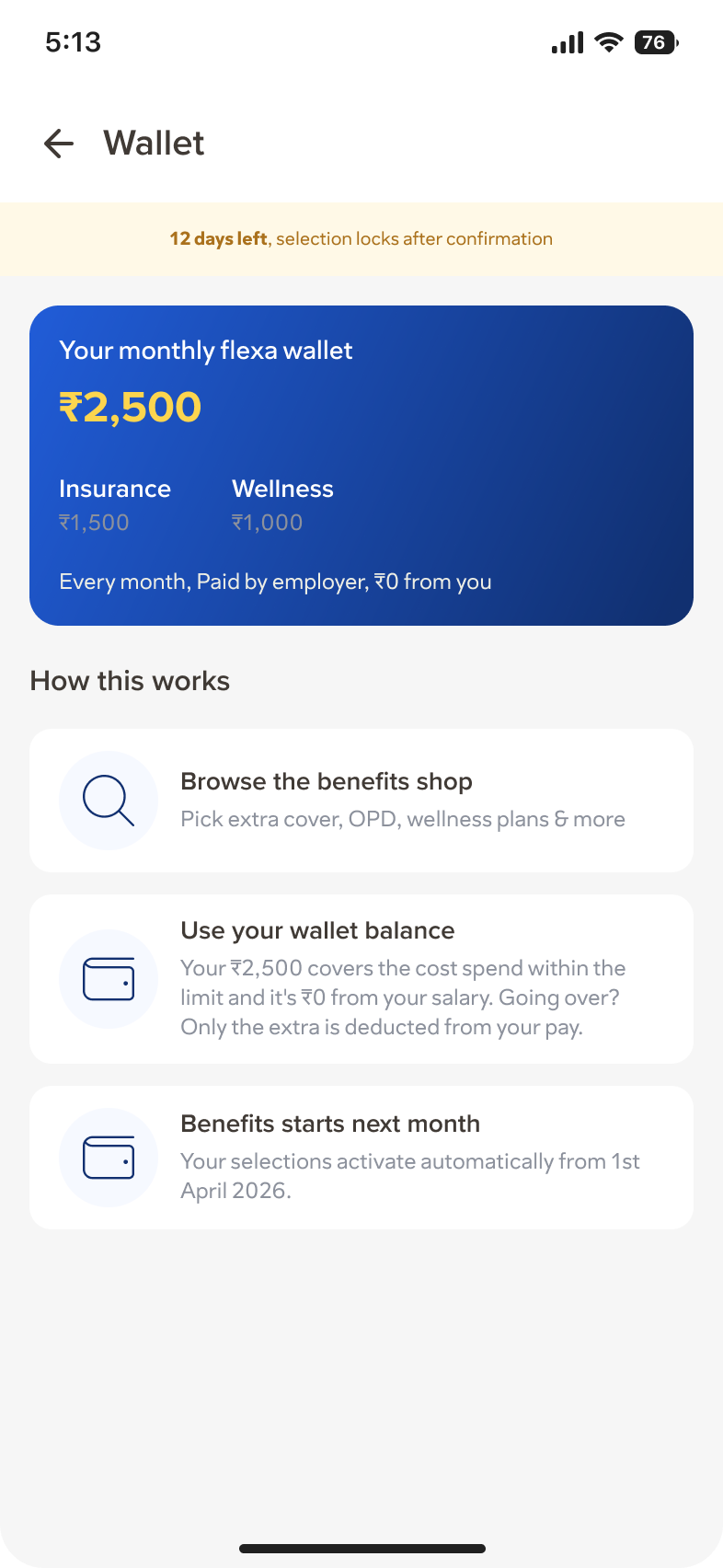 Onsurity OPD wallet app — One monthly wallet