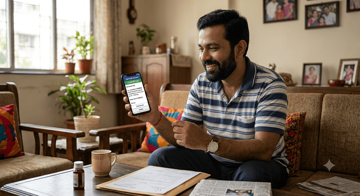 A member reviewing a guided, expert-supported insurance claim update