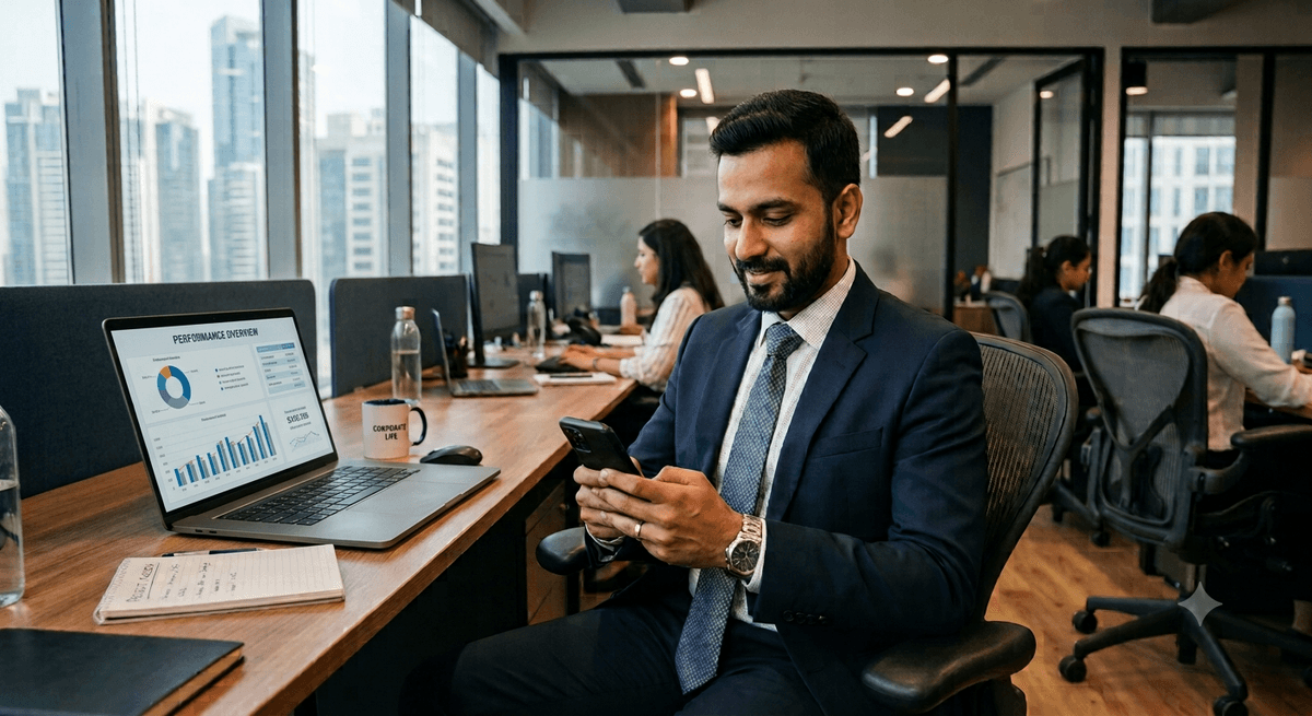 A young Indian team covered by Onsurity employee insurance in a modern workplace