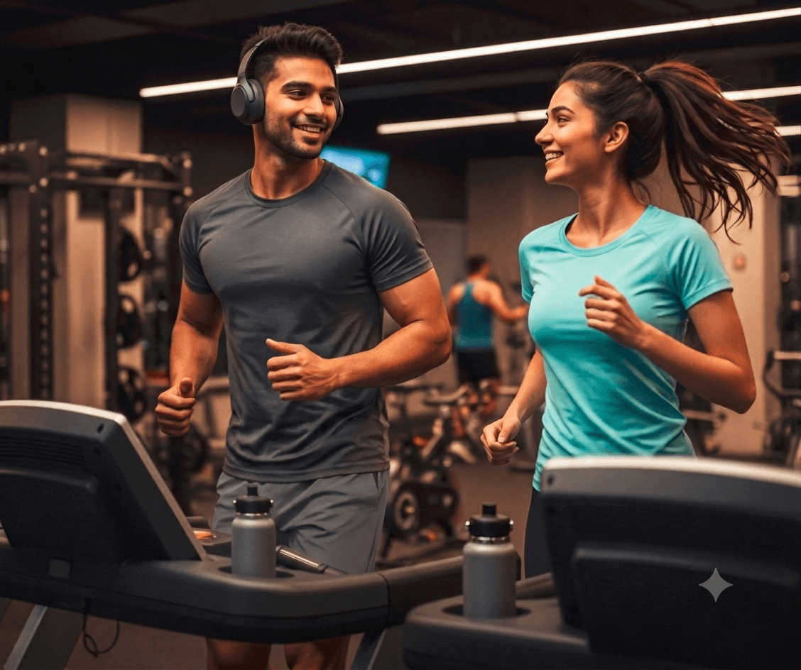 Employees exercising together as part of an employer fitness benefit