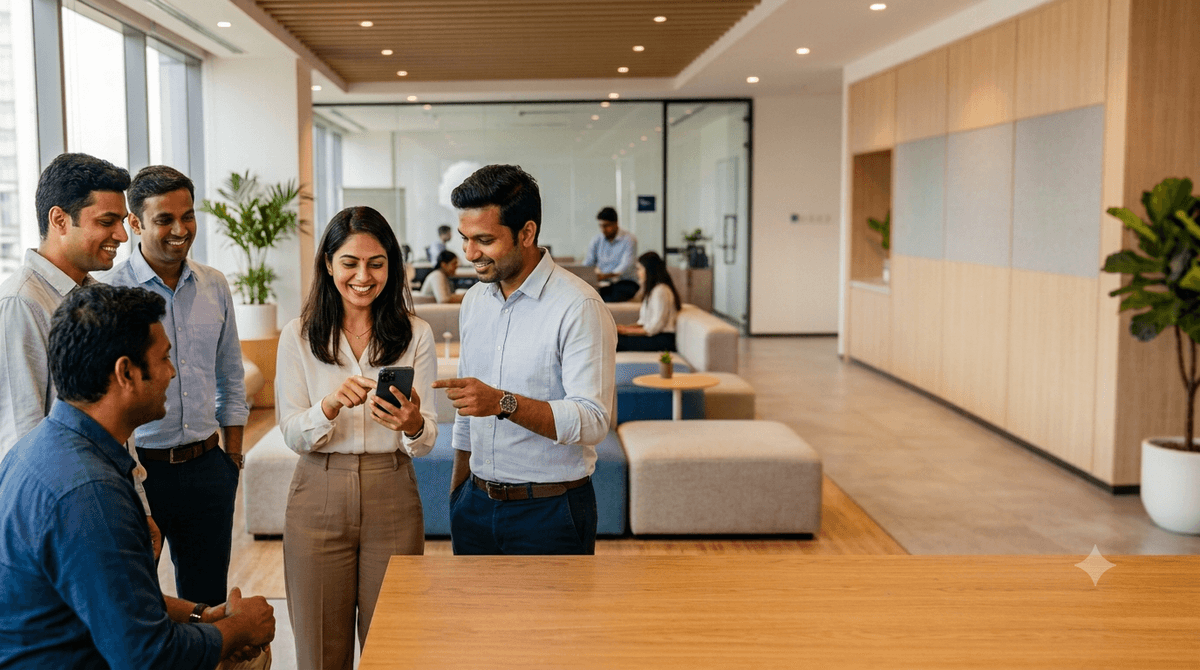 A team using Onsurity healthcare and insurance benefits together at work