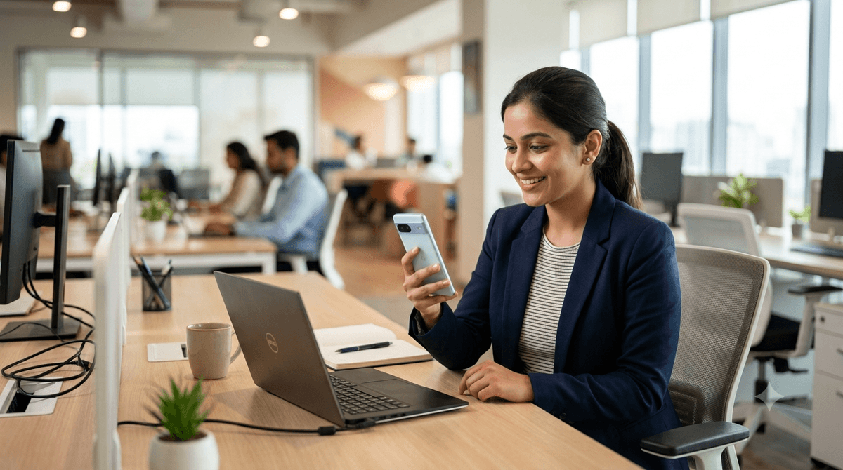 Colleagues collaborating at work, covered by Onsurity benefits