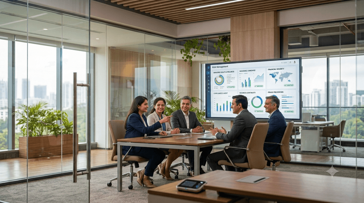 Indian business owners reviewing their Onsurity Business Insurance cover
